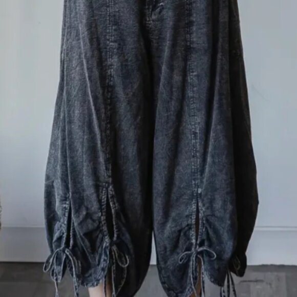 Oli & Hali NWOT Cropped Wide Leg Sinch Up Pants L - Picture 3 of 15